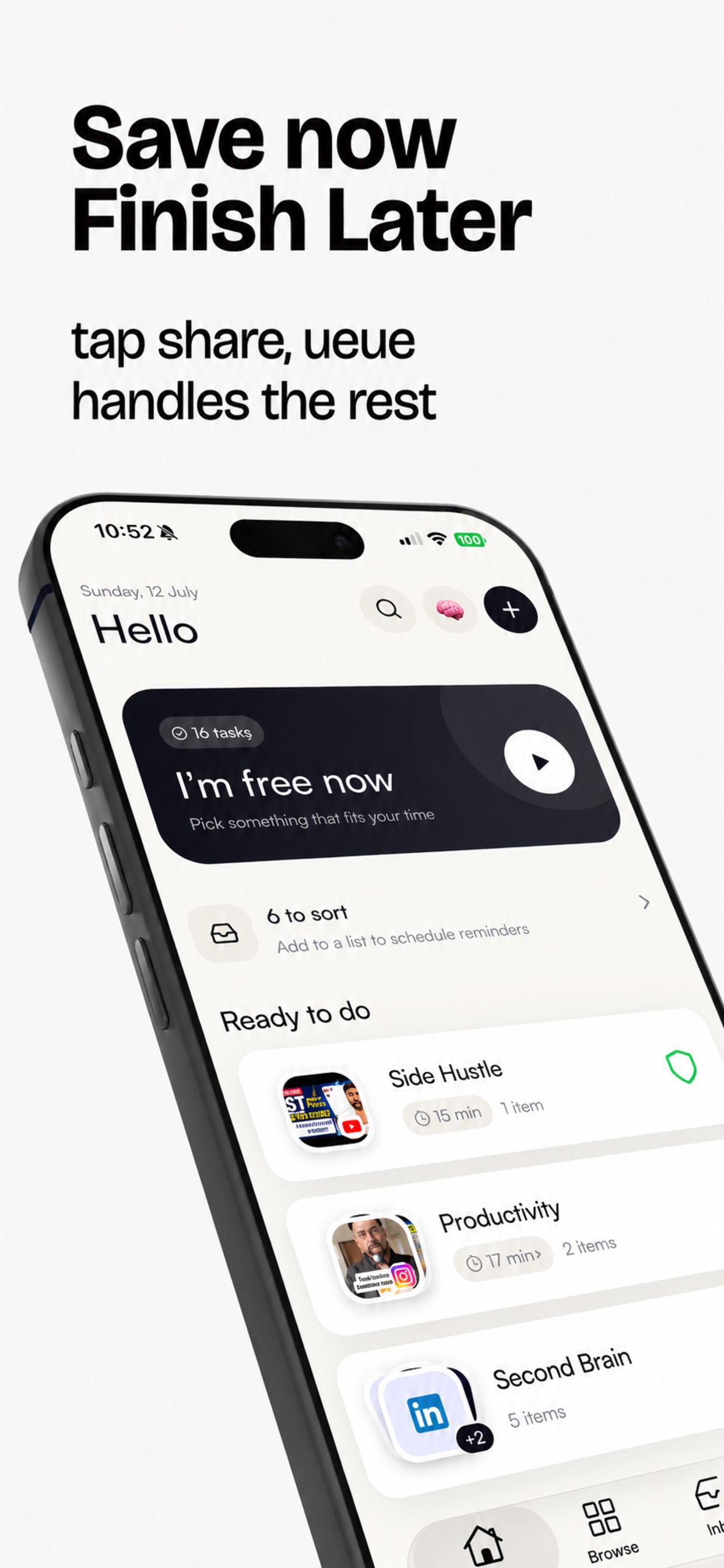 ueue on iPhone